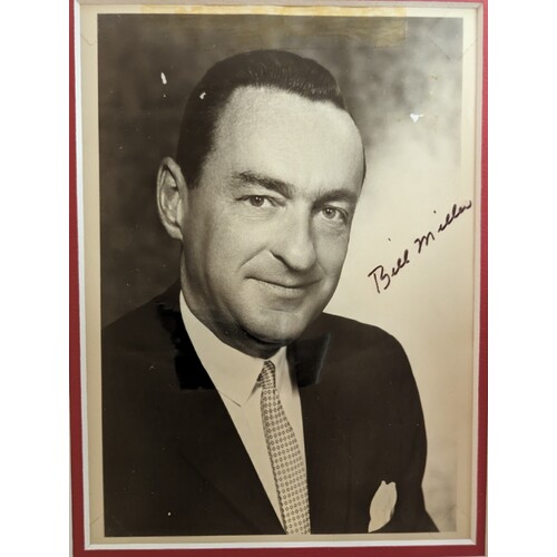 William E Miller Signed Autograph photograph Framed with Plaque and Pin
