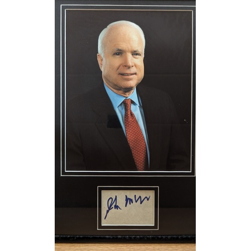 John McCain Photograph with Signed Autograph Card Framed
