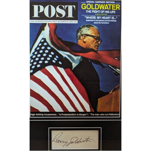 Barry Goldwater Magazine Cover with Signed Autograph card Framed