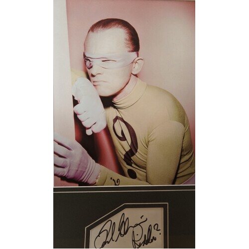 Batman 1966 Riddler with Signed Autographed card by Frank Gorshin Framed