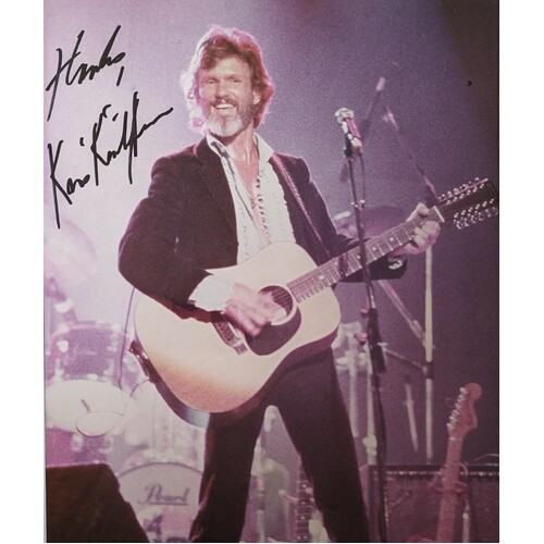 Kris Kristofferson Signed Autograph Photograph Genuine with Plague Framed