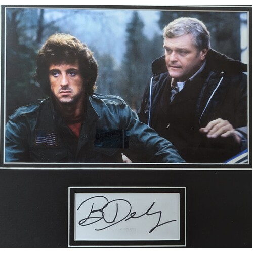 Rambo First Blood 1982 Signed Autograph Card by Brian Dennehy Framed