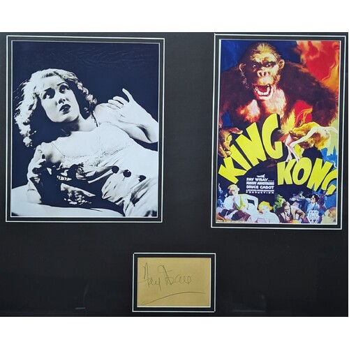 King Kong 1933 Poster and Photograph Signed Card by Fay Wray Framed