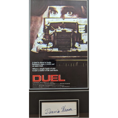 Dual 1971 Poster with Signed Autograph Card by Dennis Weaver Framed
