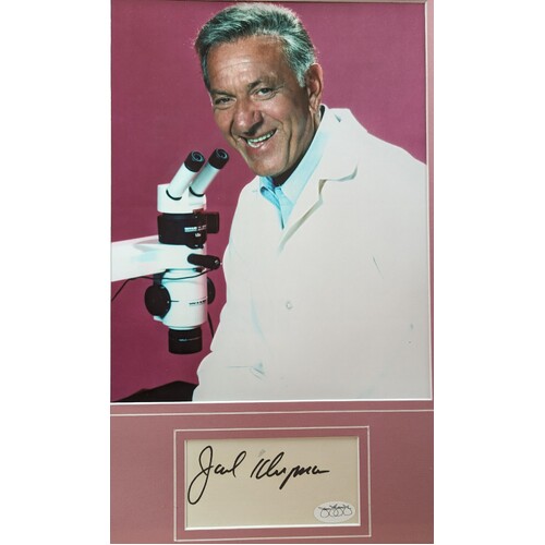 Quincy M.E 1976 Jack Klugman Photograph with Signed Autograph Card Framed