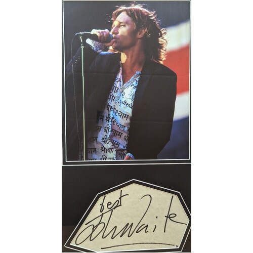 John Waite Photograph with Signed Autograph Card Framed with Show Ticket