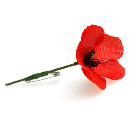 ANZAC Donation Fabric Poppy with Stem and Pin POPPY REMEMBRANCE
