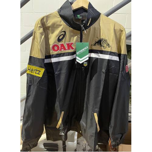 NRL PENRITH PANTHERS 2017 ASICS SPRAY JACKET BLACK AND GOLD - SIZE L
