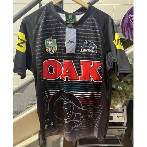 NRL PENRITH PANTHERS ASICS REPLICA JERSEY BLACK - SIZE L (#1 GYPSY BOY)