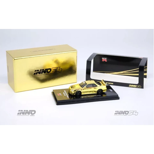 INNO64 Nissan GT-R R34 Nismo R-Tune Gold Chrome Hobby Expo 1/64