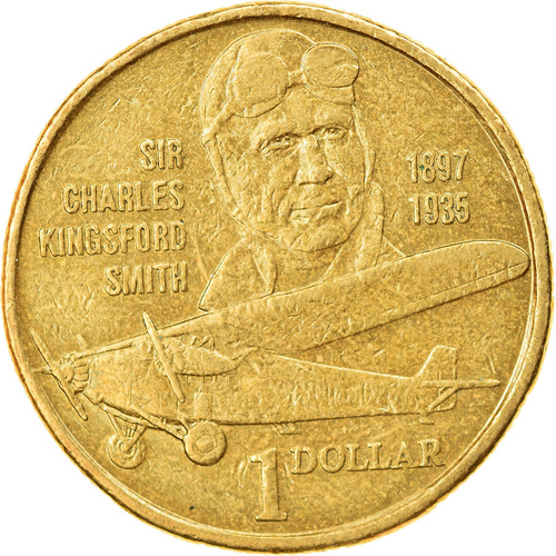 $1 1997 Sir Charles Kingsford Smith Heavily Circulated AUS One Dollar Coin