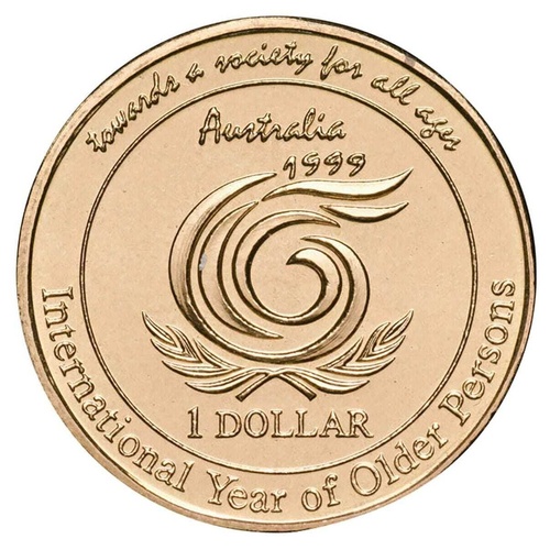 $1 1999 International Year of Older Persons Circulated AUS One Dollar Coin