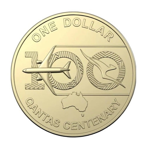 $1 2020 100 Years Quantas Lightly Circulated AUS One Dollar Coin