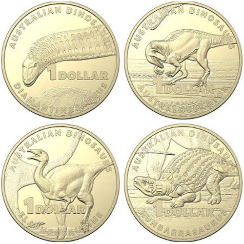 $1 2022 Dinosaurs Set of 4 Lightly Circulated AUS ONE DOLLAR Coin