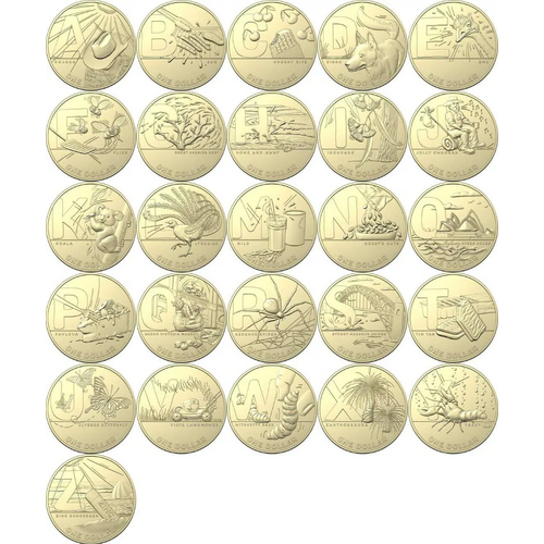 $1 2021 Great Coin Hunt Set of 26 Lightly Circulated AUS ONE DOLLAR Coin