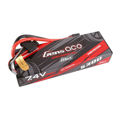 rc battery Gens Ace G-Tech 2S 5300mAh 60C 7.4V Hardcase/Hardwired Lipo Battery (1TO3) Item No.: GEA532S60T3GT