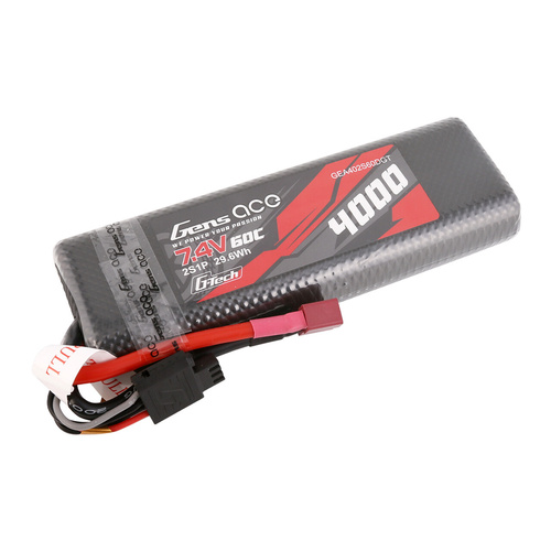 rc battery Gens Ace G-Tech 2S 4000mAh 60C 7.4V Oval Hardcase Lipo Battery (Deans) Item No.: GEA402S60DGT