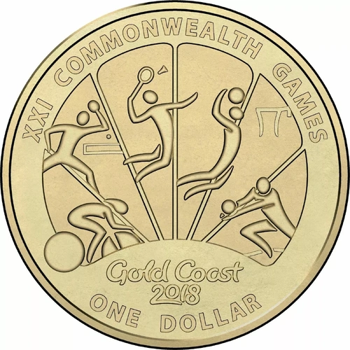 Australian One Dollar $1 coin - 2018 Gold Coast Commonwealth Games Design #4 cycling etc from folder