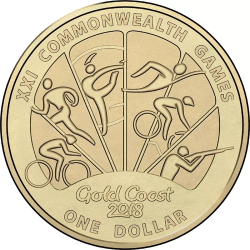 2018 Gold Coast 2018 XXI Commonwealth Games $1 UNC Coin Cycling Shooting from folder