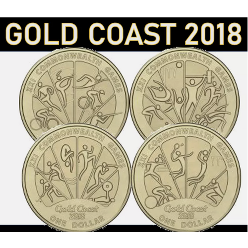2018 Gold Coast - 4 x $1 UNC coins from set - Commonwealth Games from folder