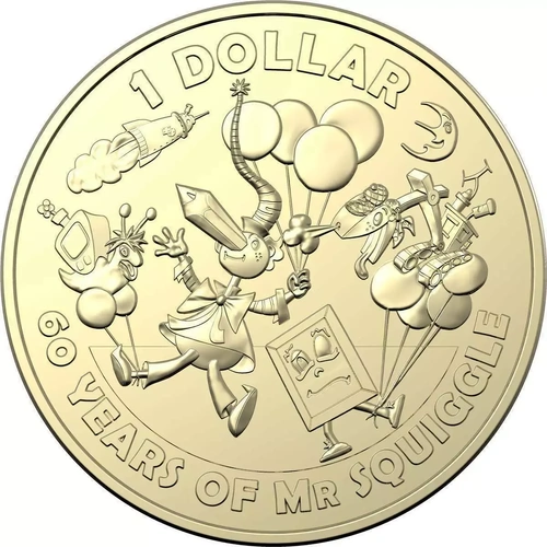 Australian One Dollar $1 coin - 2019 - MR SQUIGGLE and FRIENDS - 60 Years circulated