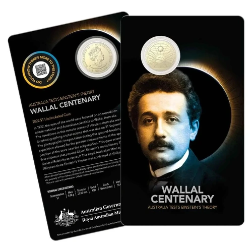 2022 $1 Coin WALLAL Centenary Australia Tests Einstein's Theory on RAM Card