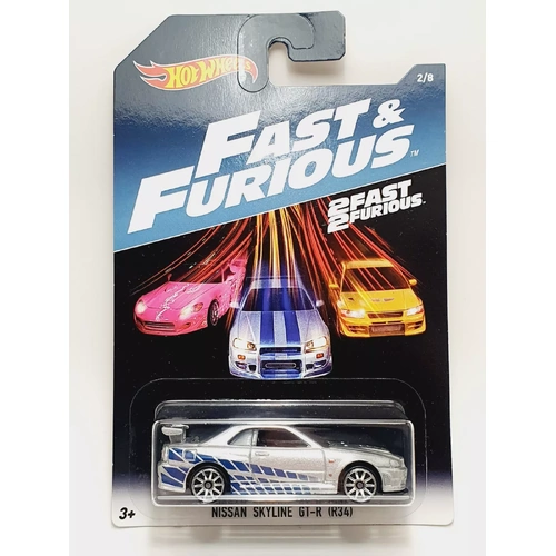 Hot Wheels Nissan Skyline GT-R (R34) - 2017 Fast and Furious Series 2/8 Grey