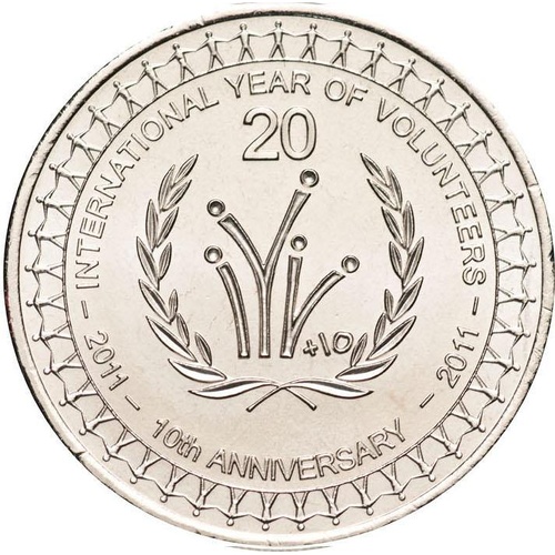 20c 2011 Year of Volunteers Lightly Circulated Aus Twenty Cent Coin
