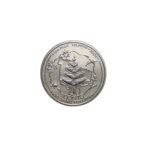 20c 2001 Centenary of Federation Norfolk Island Lightly Circulated Aus Twenty Cent Coin