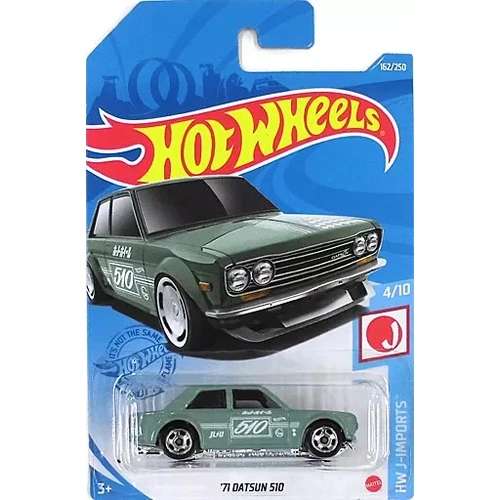 1/64 ’71 Datsun 510 #510 Light Green X White Hot Wheels Hw J-Imports Gt mini car