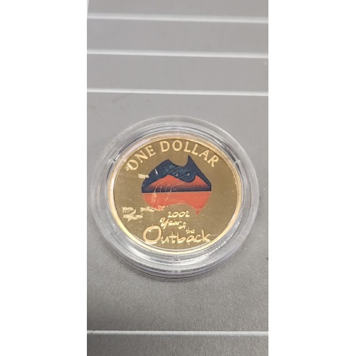 2002 One Dollar $1 Coin - Year of the Outback - Coloured Ex Proof Set in orginal capsule