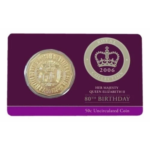 2006 50c CuNi UNC coin - Queen Elizabeth II 80th Birthday
