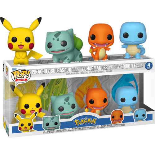 Pokemon - Pikachu, Bulbasaur, Charmander & Squirtle (Starters) Pop! Vinyl 4-Pack