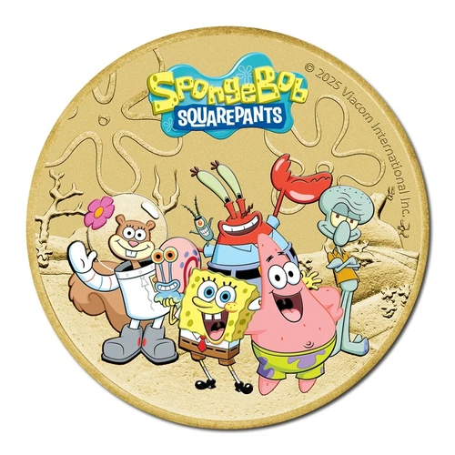 Tuvalu 2025 $1 SpongeBob & Friends UNC collectbal coin square pants