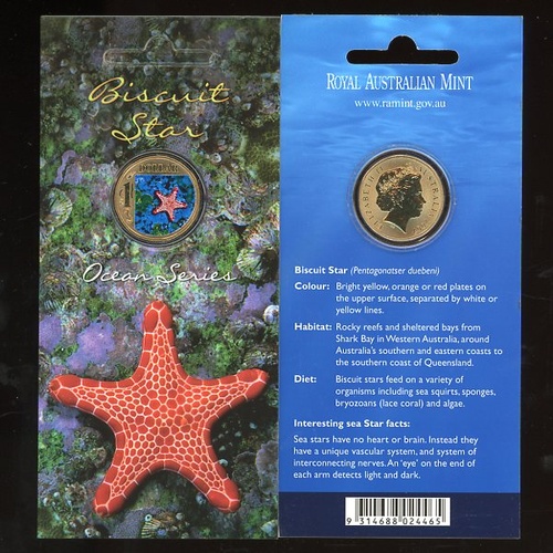 2007 $1 Ocean Series - Biscuit Star coin on card