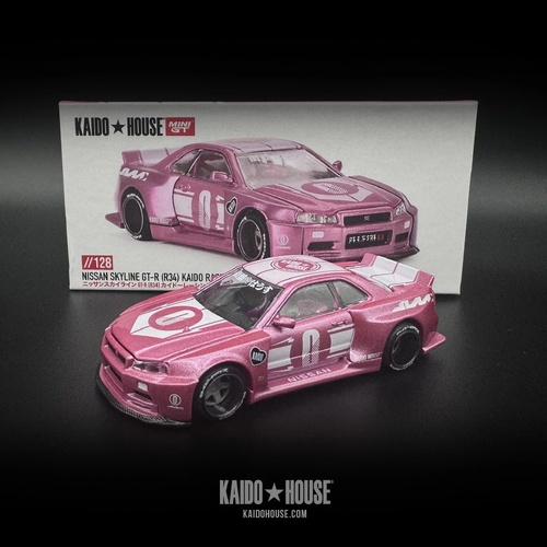 Mini GT x Kaido House 1/64 - Nissan Skyline GTR (R34) Pink Factory V1