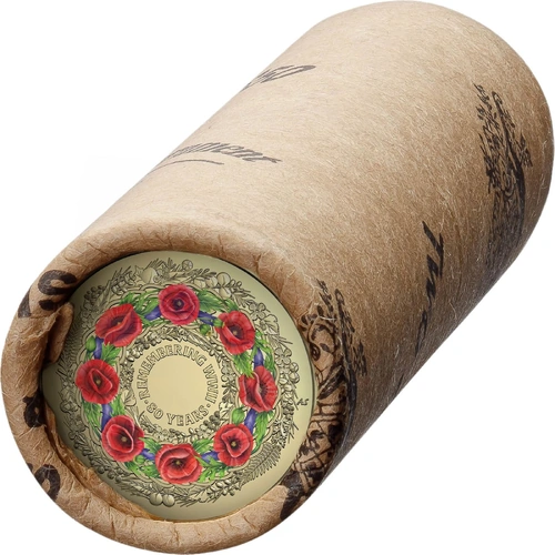 2025 $2 Remembrance 80th anniversary WWII Poppy Wreath Coloured Roll end of war poppy