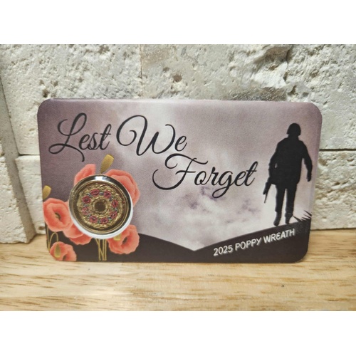 Australia WWII 80th Anniversary war Poppy Wreath 2025 $2  Uncirculated Coin on card