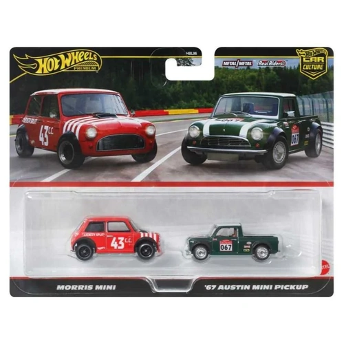 Hot Wheels Premium Car Culture Morris Mini & 1967 Austin Mini Pickup Diecast 2 Pack