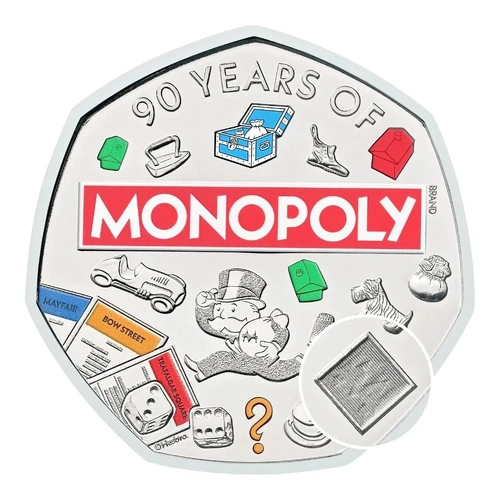 2025 Royal Mint Monopoly 50p Colour Brilliant Uncirculated Coin