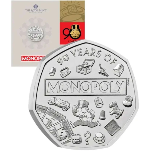 UK 2025 Monopoly 90th Anniversary 50p Coin in blister