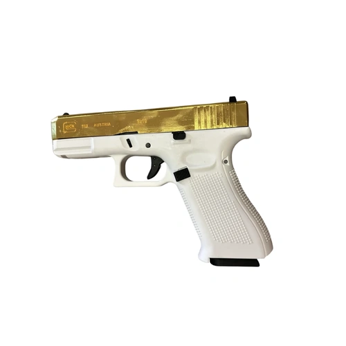 Glock19X Gen5 Gas Powered Gel Blaster (Golden Chrome Slide With White Grip) gbb