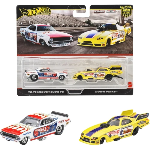 HOT WHEELS PREMIUM '72 PLYMOUTH CUDA FC & ROB'N PINKS TWIN PACK PSL