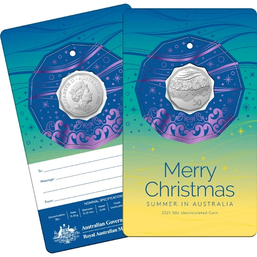 2021 Australia Merry Christmas UNC 50c Coin