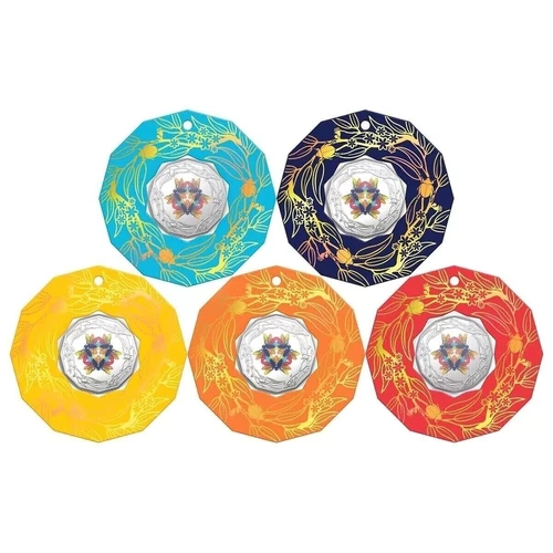 2022 Australia 50c Christmas Decoration Beetle - SET of 5 coins