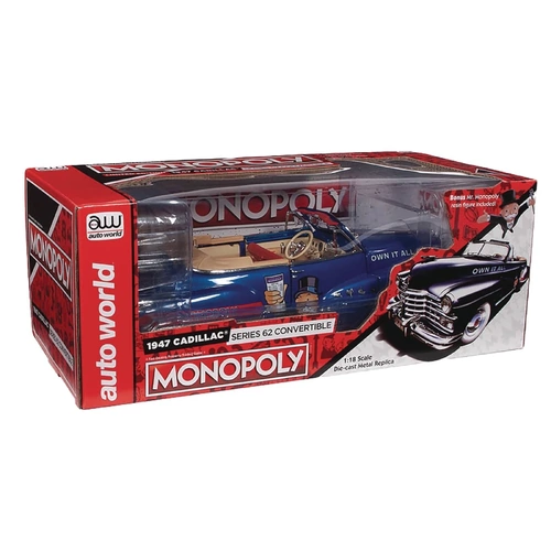1:18 Monopoly 1947 Cadillac Series 62 Convertible Die-Cast w/Figure Auto World
