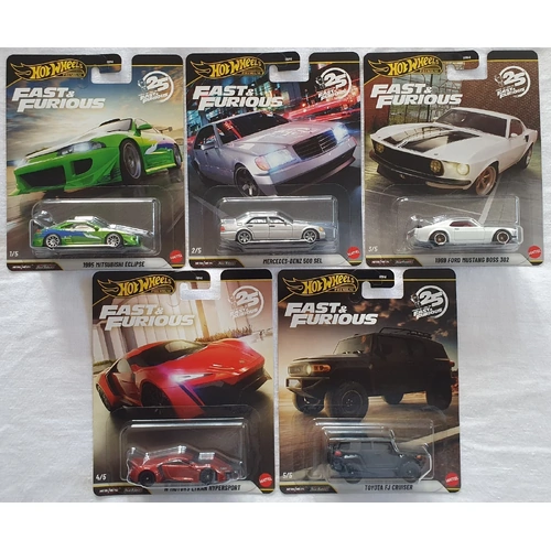 Hot Wheels Premium 2026 Fast & Furious 25th Anniversary Set of 5 Cars