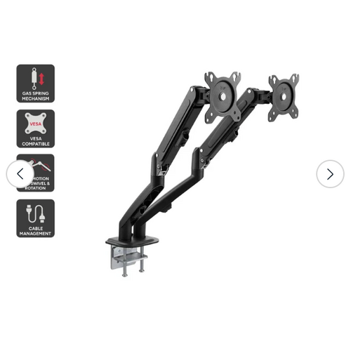 Full Motion Gas Spring Dual Monitor Arm for 17" - 32" Monitors