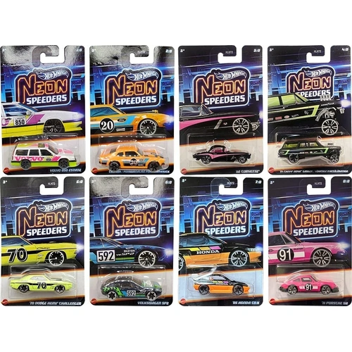 2026 Hot Wheels Neon Speeders Walmart Exclusive Mix 1 Complete Set of 8
