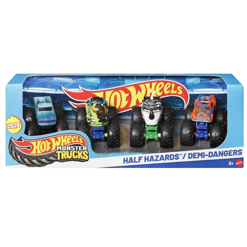 Hot Wheels Monster Trucks 1:64 Scale Vehicle 4-Pack 2026 half hazards/ demi-dangers